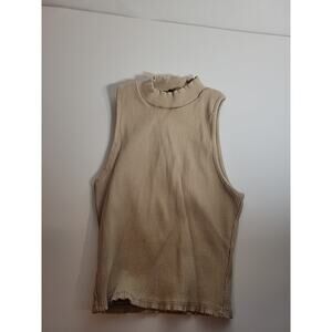 Saints 21 Womens Juniors Crop Top Beige Sleeveless Knit Blouse Size S